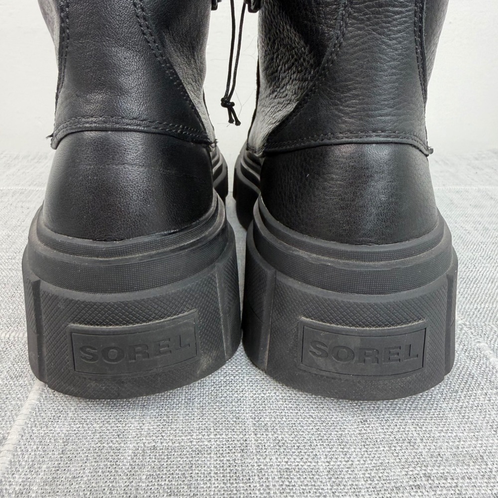 Sorel Womens 8 Caribou X Waterproof Leather Lace Up Boots Black Combat RARE HTF - Picture 5 of 12